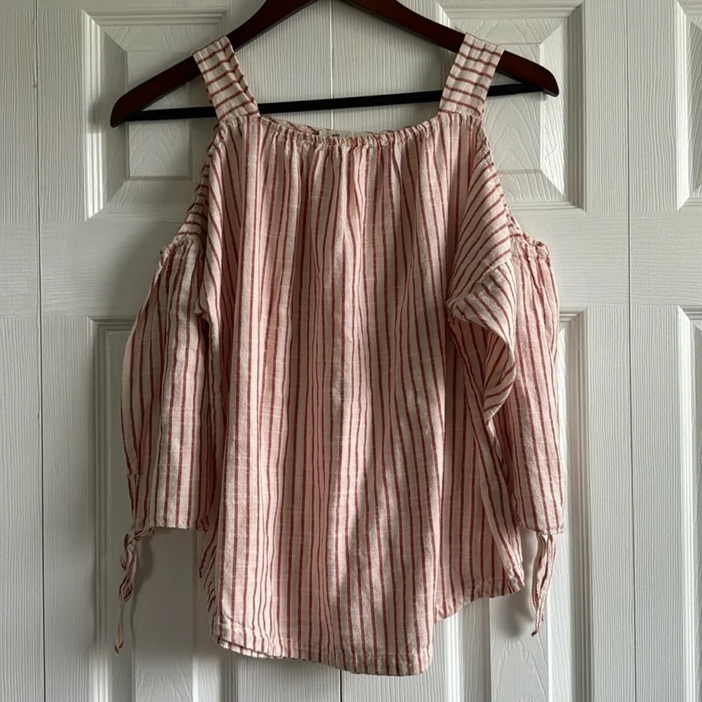 Madewell Cold Shoulder 💯 Cotton Stripped Top size S